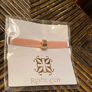 RC pink velvet bracelet with gold emblem